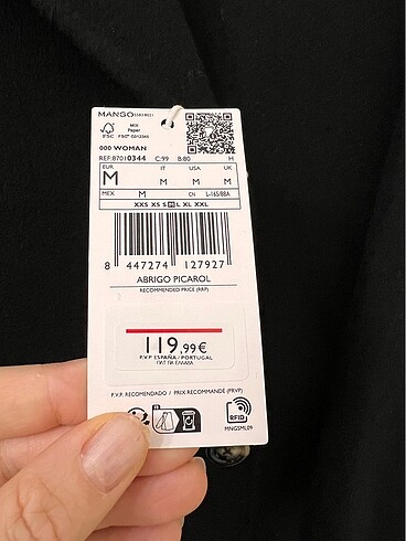 m Beden siyah Renk Mango el yapımı yünlü palto