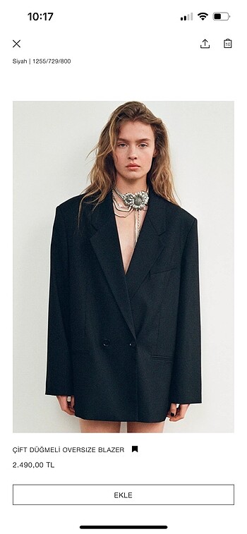 Zara Zara çift düğmeli oversize blazer