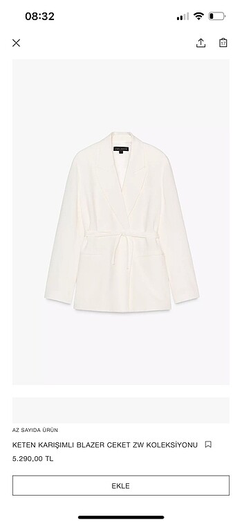 Zara keten karışımlı blazer ceket zw koleksiyonu