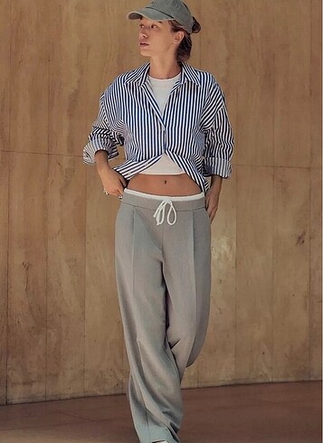 Zara çift bel bantlı Wıde Leg pantolon