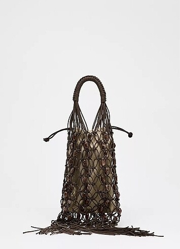 Zara boncuklu bucket çanta