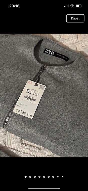xs Beden Zara elastik kenarlı yumuşak bomber ceket