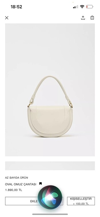 Zara oval omuz çantası