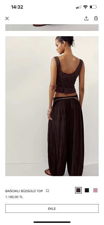 Zara Zara Bağcıklı Büzgülü Top