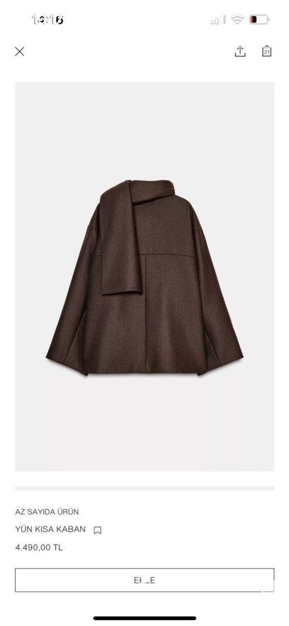 Zara yün kısa kaban - Görsel 4