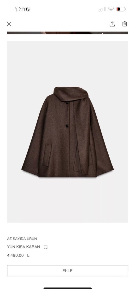 Zara yün kısa kaban - Görsel 3