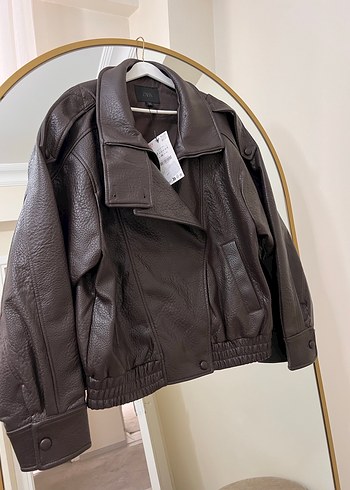 Zara Suni Deri Ceket - Görsel 6