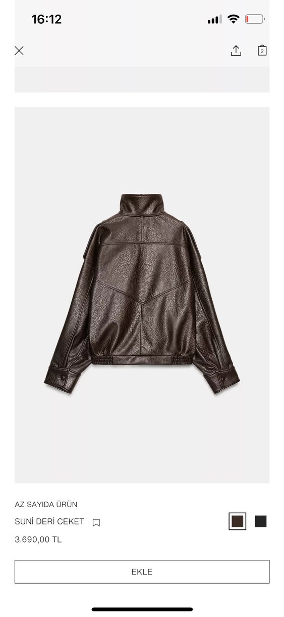 Zara Suni Deri Ceket - Görsel 5