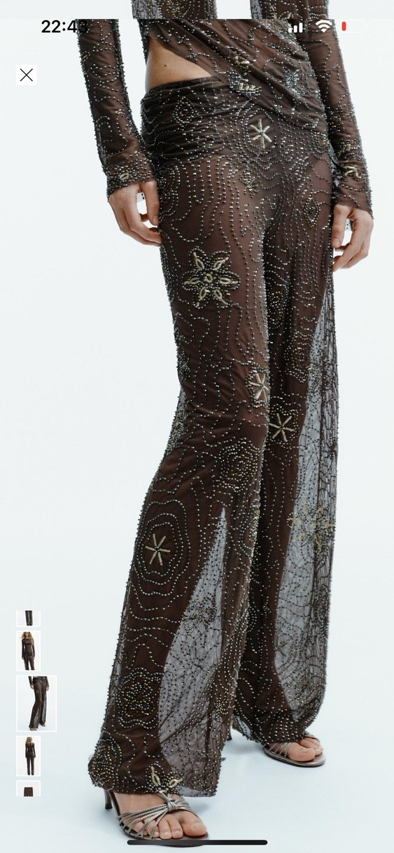 Zara boncuklu pullu pantolon - Görsel 3