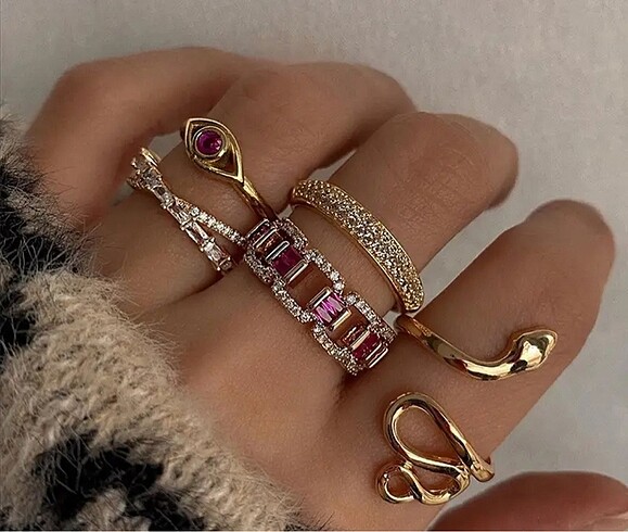 5li yüzük seti rosegold