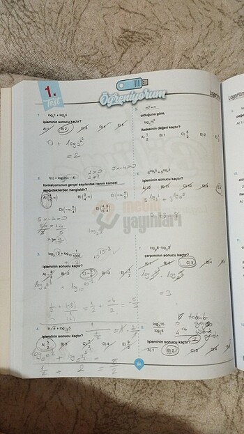 Metin yayınları AYT matematik test kitabı.