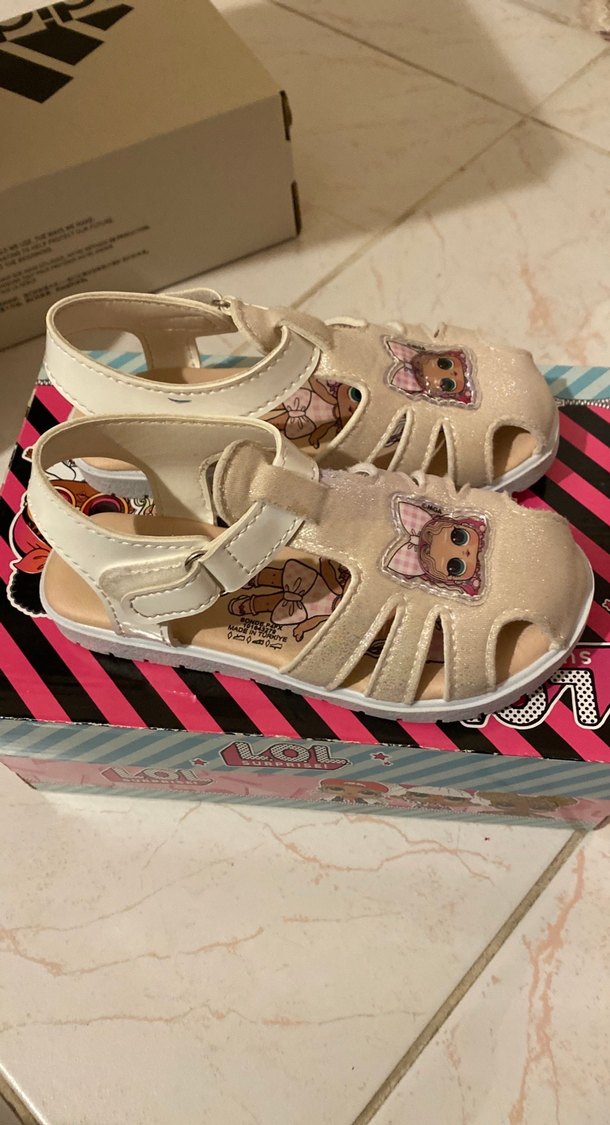 Kız Çocuk Beyaz Desenli Cırt Cırtlı Sandalet LOL bebek - Görsel 4