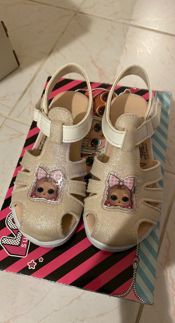 Kız Çocuk Beyaz Desenli Cırt Cırtlı Sandalet LOL bebek - Görsel 2