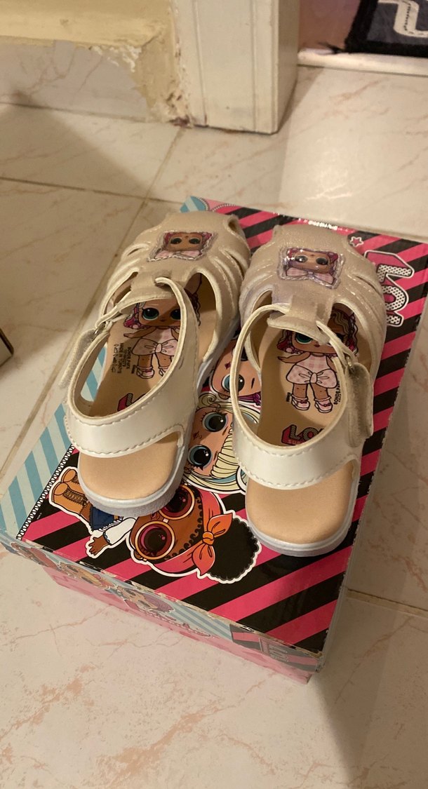 Kız Çocuk Beyaz Desenli Cırt Cırtlı Sandalet LOL bebek - Görsel 5