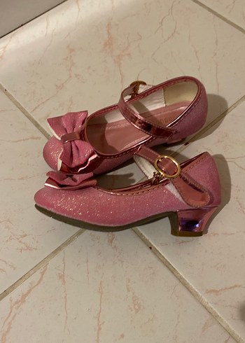 Kız Çocuk Pembe Fiyonklu Babet Ayakkabı topuklu - Görsel 3