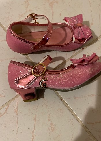 Kız Çocuk Pembe Fiyonklu Babet Ayakkabı topuklu - Görsel 2