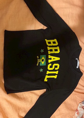Bershka Kadin Siyah Baskılı Uzun Kollu Tişört