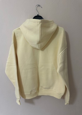 Sarı Kadın Kapüşonlu Basic Sweatshirt - Görsel 3