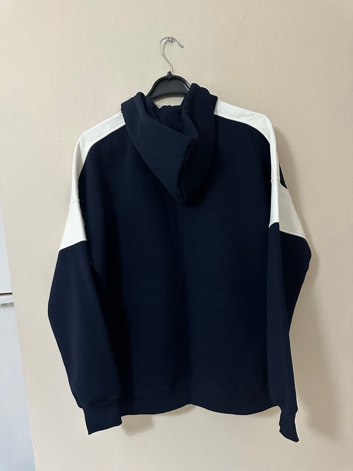 Kadın Mavi Kapüşonlu Loose Fit Sweatshirt - Görsel 2