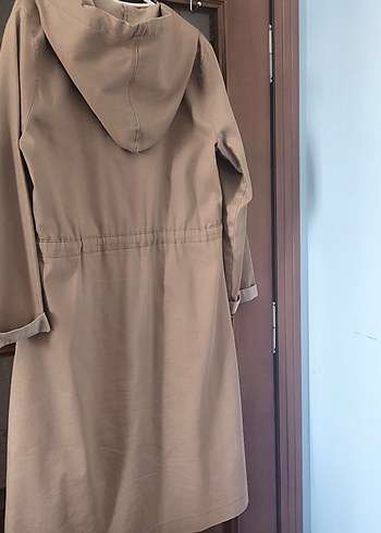 Bej Kadın Uzun Düğmeli Trençkot - Görsel 3