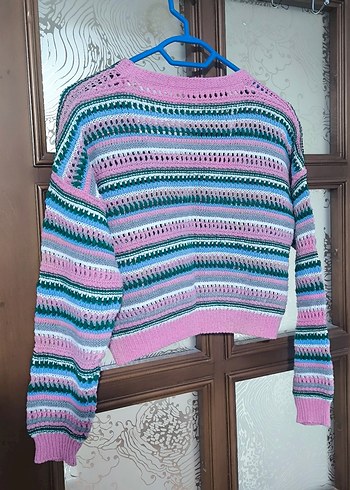 Renkli Bohem Örgü Kadın Hırka - Görsel 4