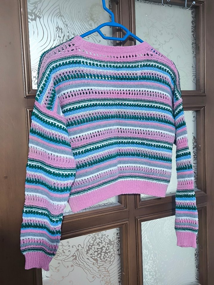 Renkli Bohem Örgü Kadın Hırka - Görsel 3