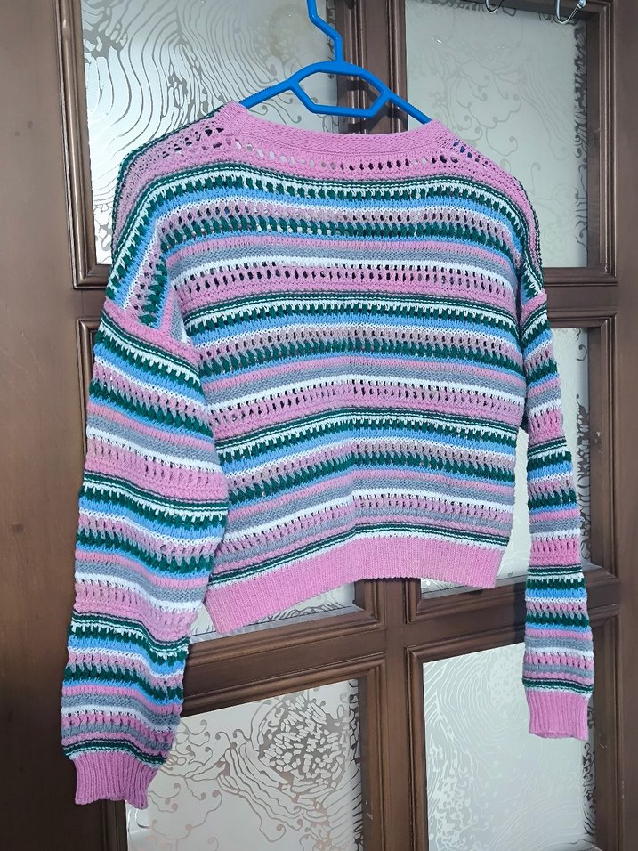 Renkli Bohem Örgü Kadın Hırka - Görsel 4