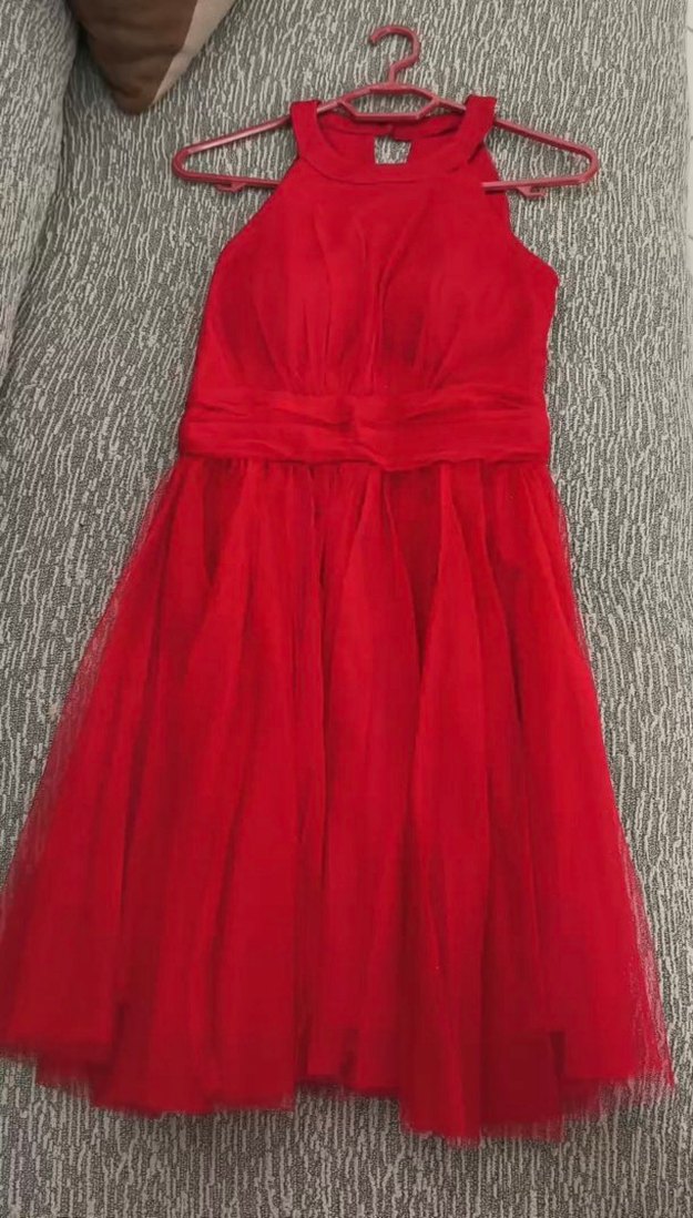 Kırmızı Askılı Midi Kadın Abiye Elbise - Görsel 3