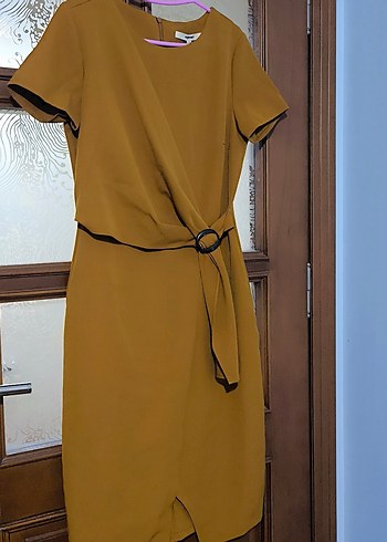 Kahverengi Kemerli Midi Kadın Elbise - Görsel 3