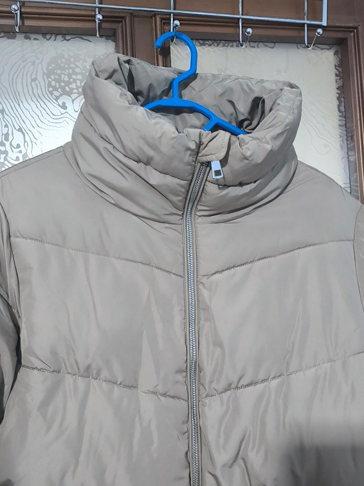 Bej Fermuarlı Kadın Kışlık Mont - Görsel 5