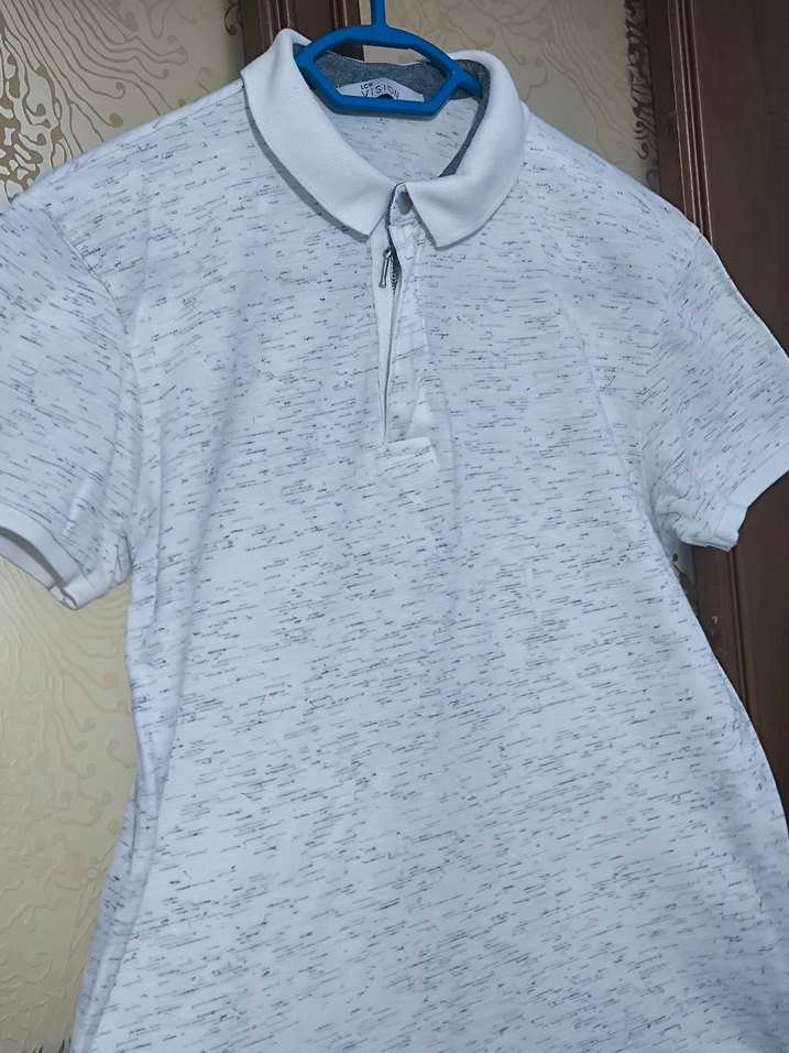 Fermuarlı Beyaz Erkek Polo Tişört - Görsel 2