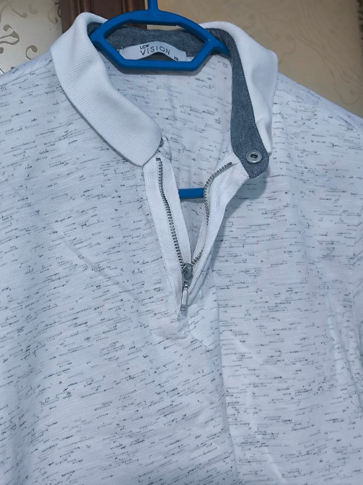 Fermuarlı Beyaz Erkek Polo Tişört - Görsel 4