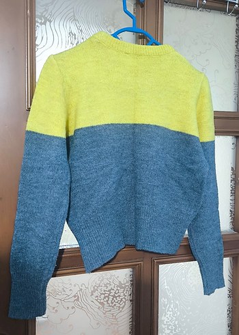 Sarı Gri Triko Kadın Kazak - Görsel 2