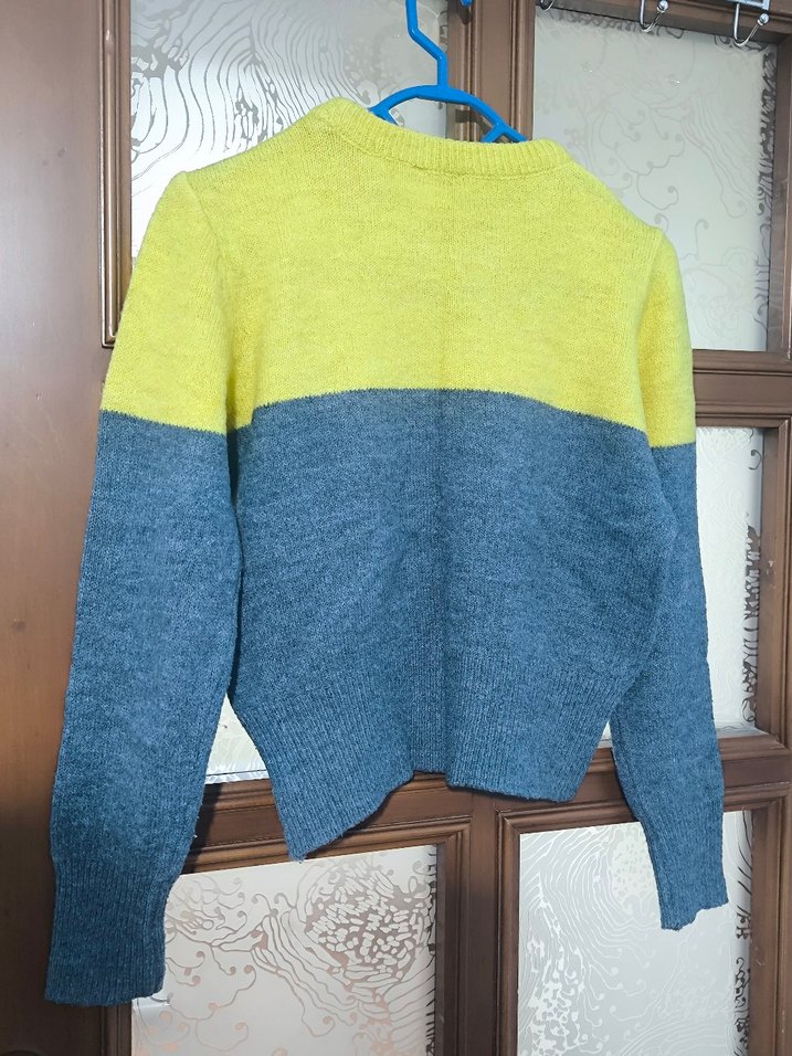 Sarı Gri Triko Kadın Kazak - Görsel 2