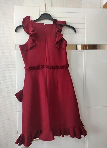 36 Beden Mini Bordo Elbise 