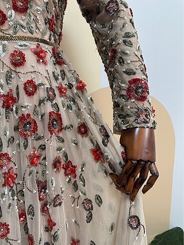 Dior Floral Boncuk İşleme Abiye