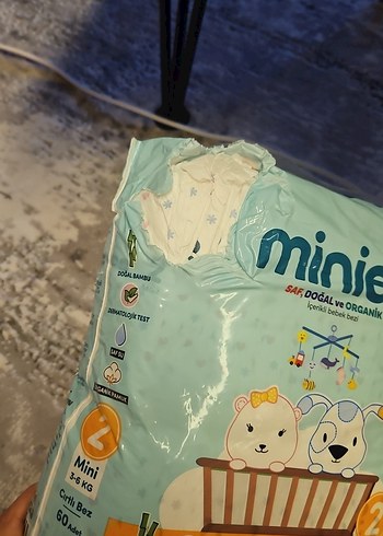 Minies Organik Bebek Bezi Mini 3-6 kg 60'lı - Görsel 2