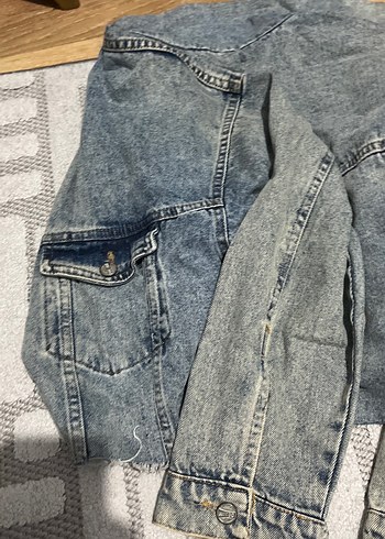 m Beden mavi Renk Gri Düğmeli Kadın Denim Ceket