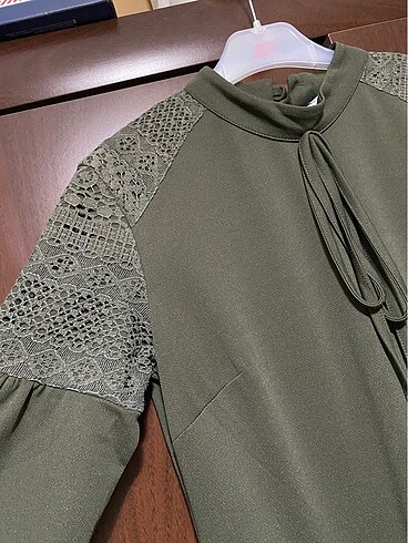 Haki tesettür elbise - Görsel 2