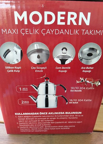 Diğer Modern Çelik Çaydanlık Takımı Gri