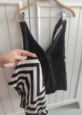Zebra Desenli Drapeli Straplez Mayo