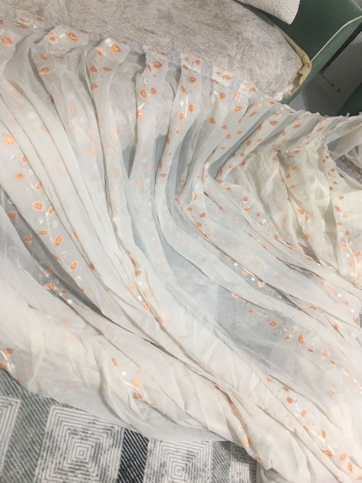 Nakışlı Beyaz Tül Perde - Görsel 3