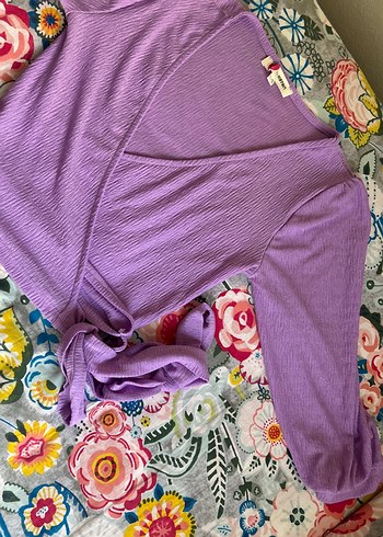 V Yakalı Mor Bohem Bluz - Görsel 2