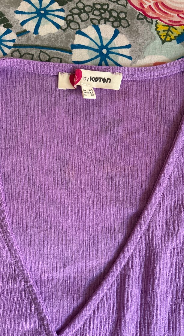 V Yakalı Mor Bohem Bluz - Görsel 3