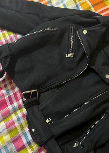 Kadın Siyah Süet Kemerli Ceket - Görsel 5