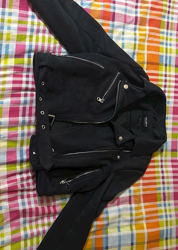 Kadın Siyah Süet Kemerli Ceket - Görsel 2