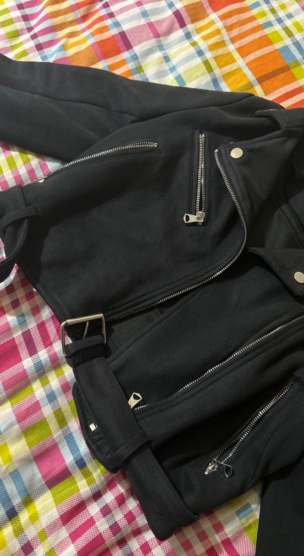 Kadın Siyah Süet Kemerli Ceket - Görsel 5