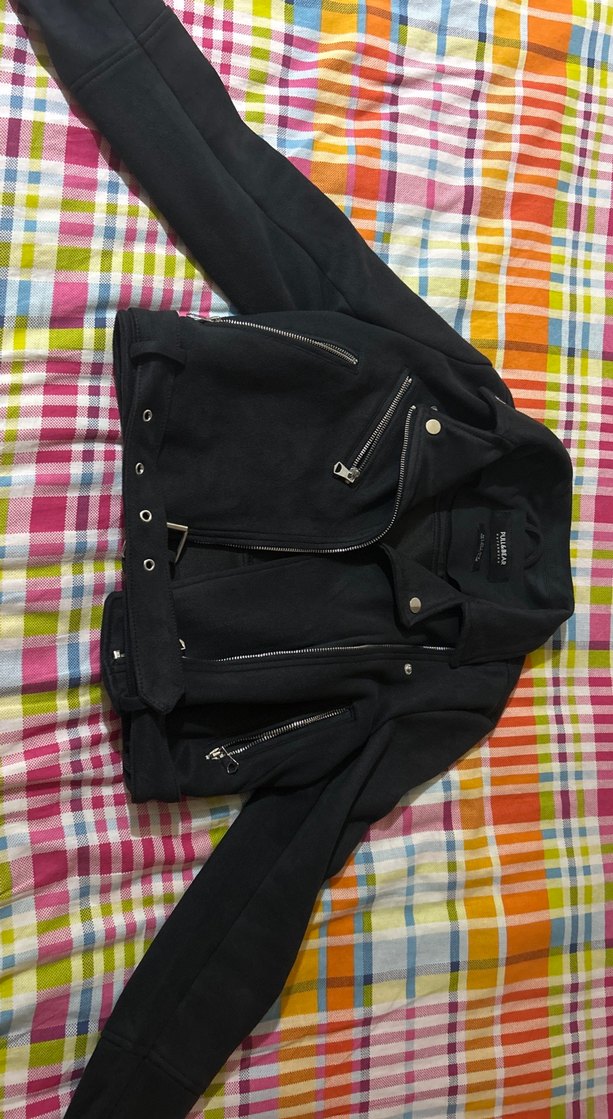 Kadın Siyah Süet Kemerli Ceket - Görsel 2