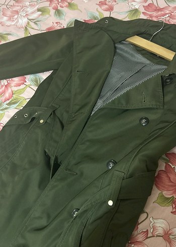 Düğmeli Yeşil Midi Kadın Trençkot - Görsel 2