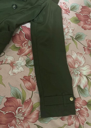 Düğmeli Yeşil Midi Kadın Trençkot - Görsel 4